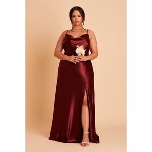 NWT Birdy Grey Lisa Long Satin Shiny Dress - Cabernet